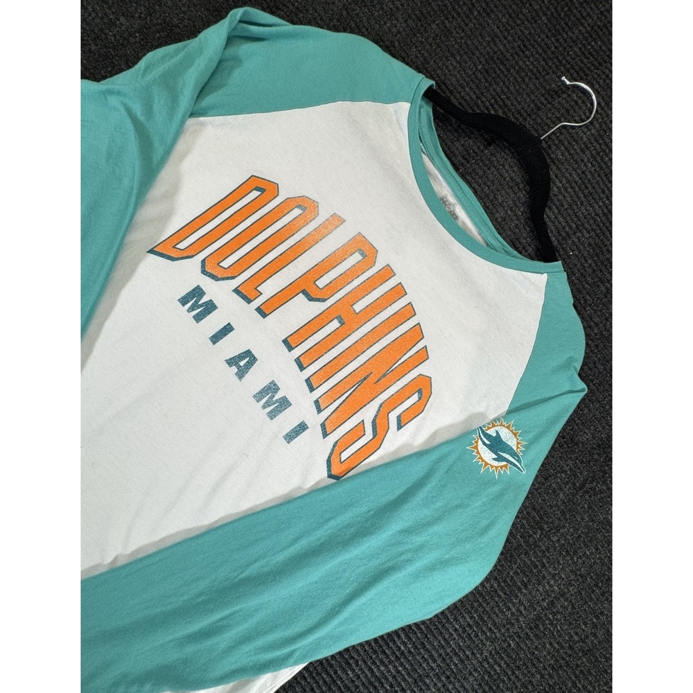 Miami Dolphins NFL Men's XL Raglan Long Sleeve Shirt Retro Graphic Tee